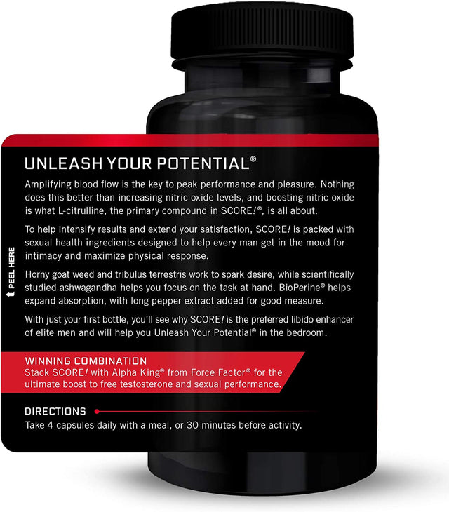 Force Factor Score! Nitric Oxide Libido Enhancer for Men with Horny Goat Weed and L-Citrulline to Ignite Libido, Maximize Response, Increase Endurance, and Boost Male Vitality, 76 Capsules