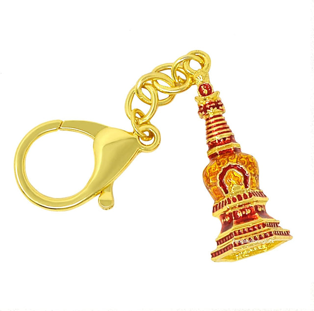 Feng Shui MANJUSHRI WISDOM STUPA KEYCHAIN Learning and Career Energy Enhancement Red 11.2X2Cm/4.4X0.7In Fengshuibringluck 0