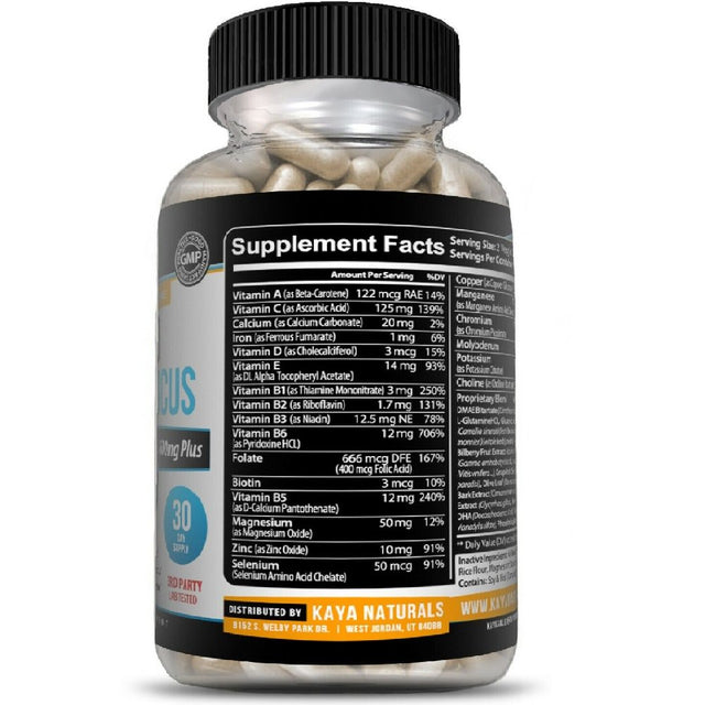 Kaya Naturals Brain Health & Memory Booster, Focus Function, Clarity Nootropic Supplement, 60 Capsules