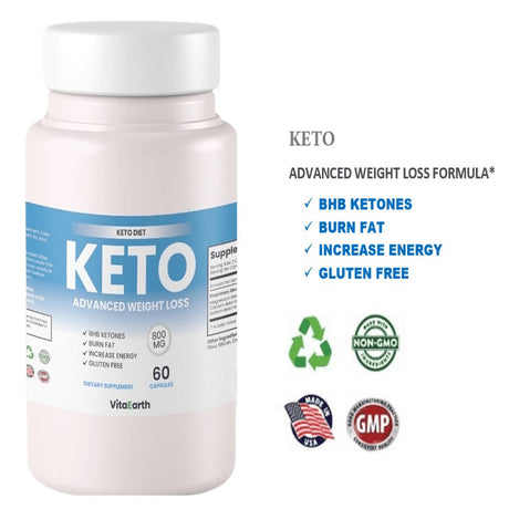 Keto Diet Pills Advanced Weight Loss Fat Burner for Women & Men 60 Capsules
