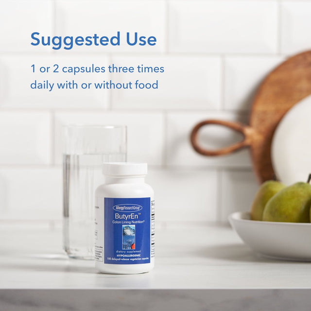 Allergy Research Group - Butyren - Butyric Acid - Colon Lining Nutrition - 100 Delayed Release Capsules