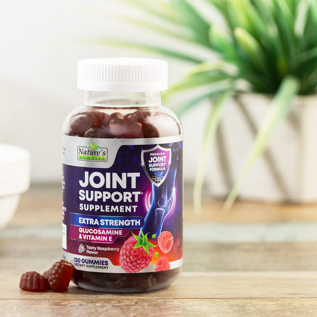 Joint Support Supplement - Extra Strength Glucosamine Joint Support Gummy - Joint Health Support & Flexibility for Back, Knees, & Hands - Vitamin E for Immune Support for Women & Men - 120 Gummies