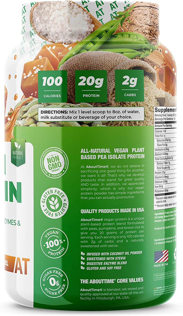 About Time Vegan Protein Supplement, Salted Caramel, 2 Pound
