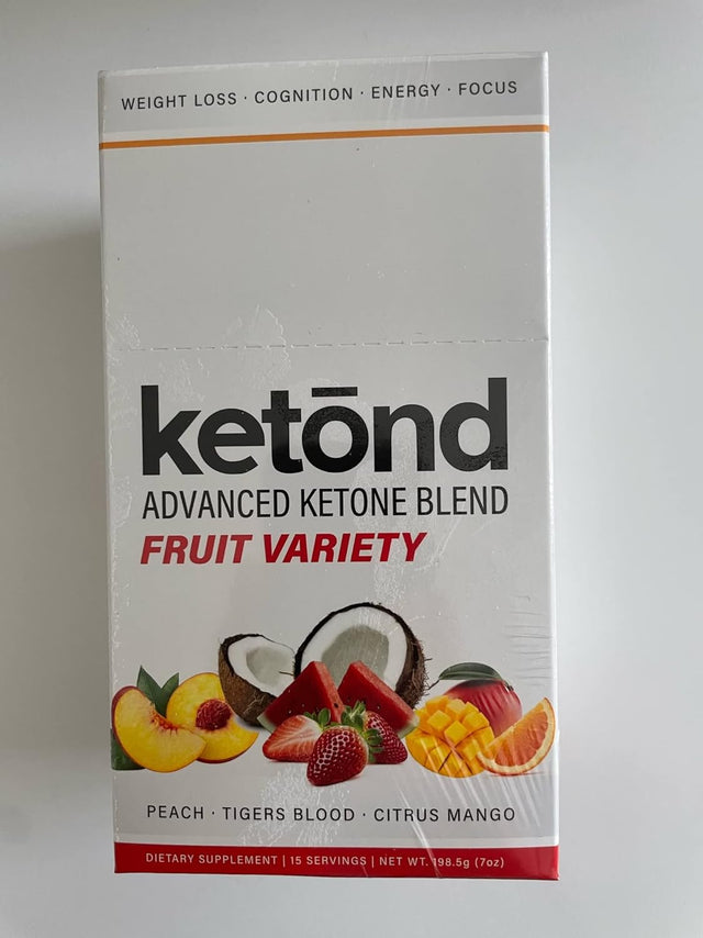 Ketond Exogenous Ketones Advanced Blend Drink Ketones for Rapid Weight Loss - Best Fuel for Energy, Mental Performance and Weight Loss - Citrus Mango, Tigers Blood, Peach (15 Stick Packs)
