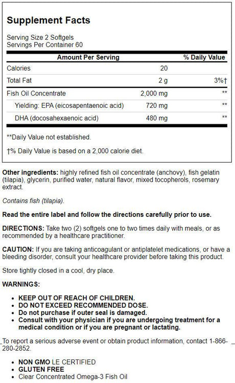 Life Extension Mega EPA DHA, Fish Oil, EPA Omega-3 Fatty Acid, DHA Omega-3 Fatty Acid Heart, Brain & Joint Health, High Potency, Gluten-Free, Non-Gmo, 120 Softgels