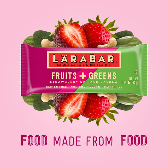Larabar Strawberry Spinach Cashew Real Fruit Bars, Vegan, Gluten Free Healthy Snacks, 15 Bars & Fruit & Nut Bar, Cherry Pie, Gluten Free, Vegan (16 Bars)