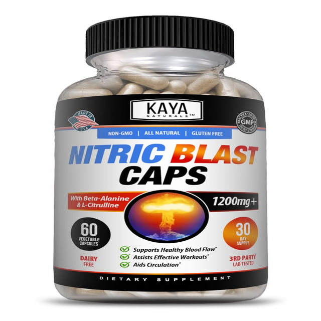 Kaya Naturals Nitric Blast 60Ct, L-Arginine NO2, Natural Testosterone Booster