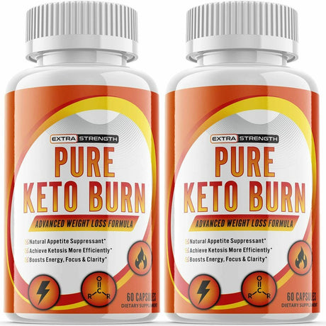 2 Pack - Pure Keto Burn for Weight Loss with Advanced Fat Burn Raspberry Ketones - 120 Capsules