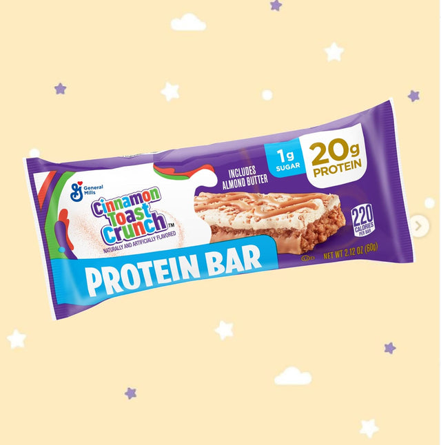 General Mills Cinnamon Toast Crunch Protein Bar (Pack of 6) with by the Cup Bag Clip