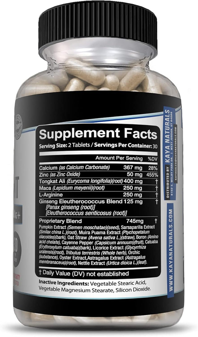 Kaya Naturals Male Enhancement Pill, Boost Testosterone, Endurance Increased Libido Drive & Stamina Vitamin Supplement - 60 Count