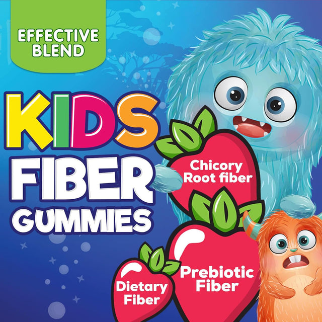 Kids Fiber Gummy Bears Supplement - Daily Prebiotic Fiber for Kids, Supports Regularity, Digestive Health & Immune Support, Nature'S Plant Based Chicory Root Vitamins, Vegan, Berry Flavor, 60 Gummies
