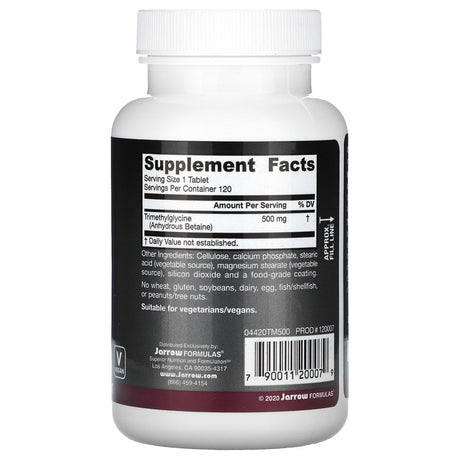Jarrow Formulas TMG 500 -- 120 Tablets