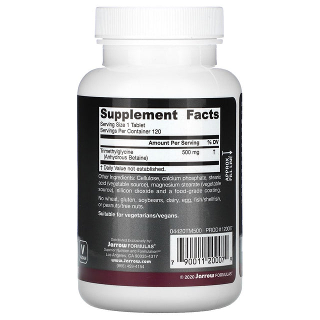 Jarrow Formulas TMG 500 -- 120 Tablets