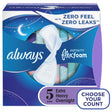 Always Infinity Feminine Pads with Wings, Size 5, Extra Heavy Overnight Absorbency, Unscented, 22 Count