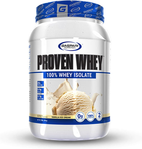 Gaspari Nutrition Proven Whey, 100% Hydrolyzed Whey Isolate, High Protein, Lactose Free, Low Carbohydrate and Low Sugar (Vanilla Ice Cream, 2 Pound (Pack of 1))