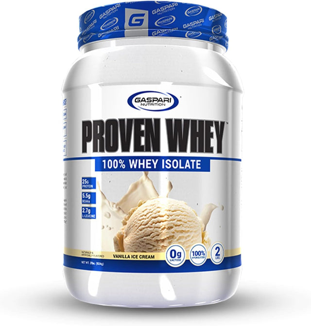 Gaspari Nutrition Proven Whey, 100% Hydrolyzed Whey Isolate, High Protein, Lactose Free, Low Carbohydrate and Low Sugar (Vanilla Ice Cream, 2 Pound (Pack of 1))