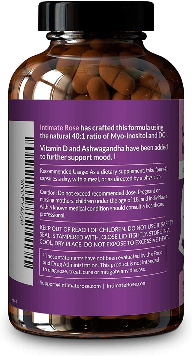 Myo-Inositol & D-Chiro Inositol Blend - 120 Capsules per Bottle, 3 Bottles,40:1 Blend - Fertility, Hormonal Balance Support, PCOS, Ovarian Function - Vitamin D & Ashwagandha for Mood & Stress Support,