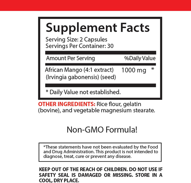 Fat Loss Happens on Monday - AFRICAN MANGO EXTRACT 500MG - African Mango Bulk Supplements - African Mango Seed Extract - African Mango Supplements - African Mango Extract - 1 Bottle (60 Capsules)