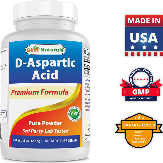 3 Pack Best Naturals D-Aspartic Acid Pure 8 Oz Powder | Testosterone Booster