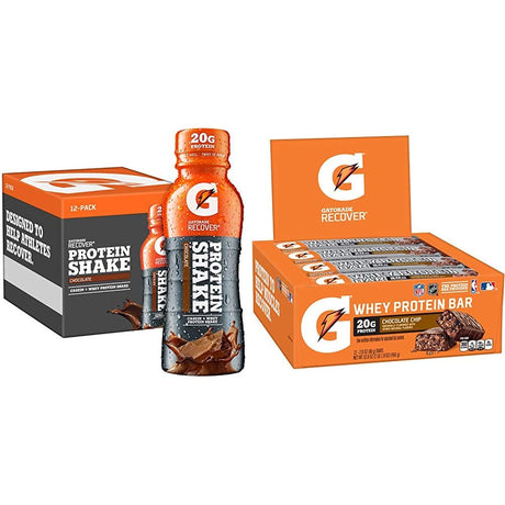 Gatorade Recover Protein Shake (12 Count) and Gatorade Whey Protein Recover Bars (12 Count)