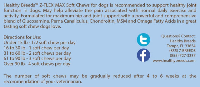 Healthy Breeds Cane Corso Z-Flex Max Dog Hip & Joint Supplement Soft Chews 50 Count
