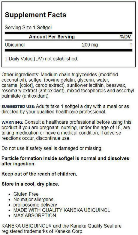 Jarrow Formulas Ubiquinol, Qh-Absorb, Max Absorption, 200 Mg, 30 Softgels