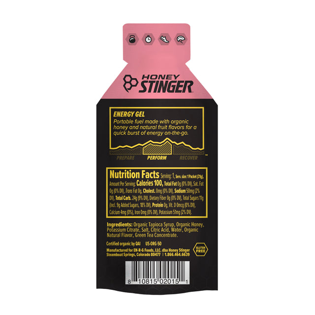 Honey Stinger Organic Energy Gel, Strawberry Kiwi, 24 Ct