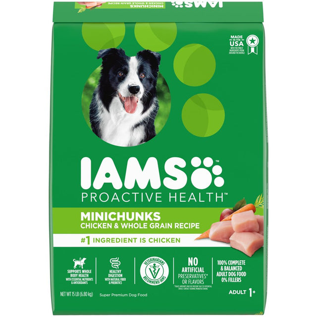IAMS Proactive Health Minichunks Chicken and Whole Grain Recipe Dry Dog Food, 15 Lb Bag
