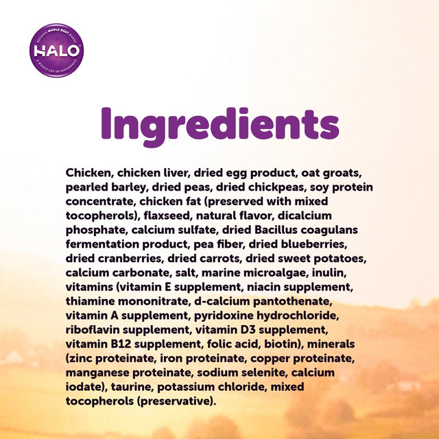 Halo Natural Dry Dog Food, Chicken & Chicken Liver Recipe, 4-Pound Bag