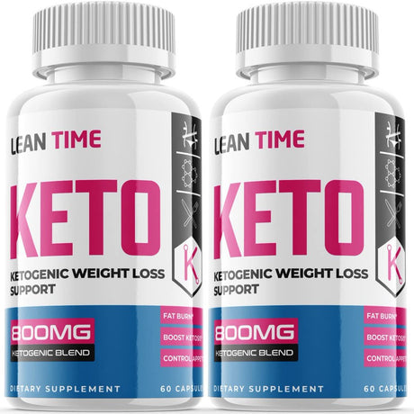 Lean Time Keto - Pills for Ketogenic Weight Loss Support - Energy Boosting Supplements for Weight Management and Metabolism - Advanced Ketogenic Ketones - 120 Capsules (2 Pack)