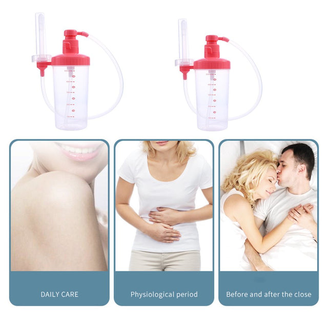 HES 350Ml/500Ml Vaginal Clearner Graduated Pump Head Soft Nozzle Healthy Butt Vagina Cleaning Products Spray for Female