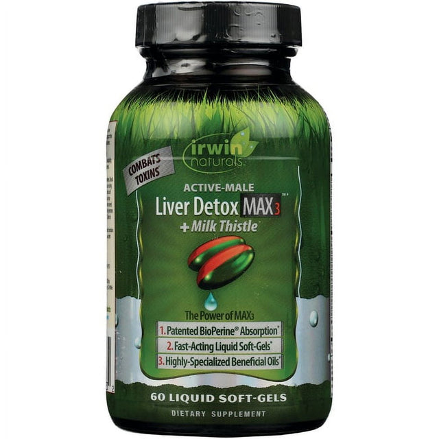 Irwin Naturals - Liver Detox Max3 + Milk Thistle - 60 Liquid Softgels