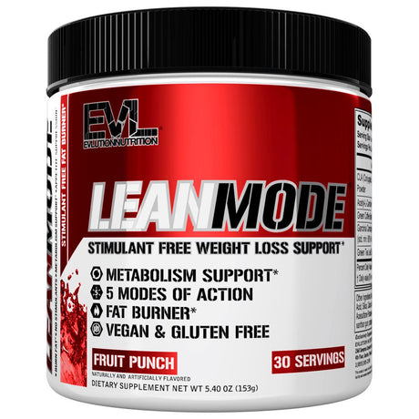 L-Carnitine, CLA, Garcinia Cambogia, Green Coffee Bean & Green Tea Fat Burner Supplement - EVL Lean Mode Weight Loss Support Diet Supplement 30 Servings (Fruit Punch)