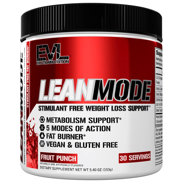 L-Carnitine, CLA, Garcinia Cambogia, Green Coffee Bean & Green Tea Fat Burner Supplement - EVL Lean Mode Weight Loss Support Diet Supplement 30 Servings (Fruit Punch)