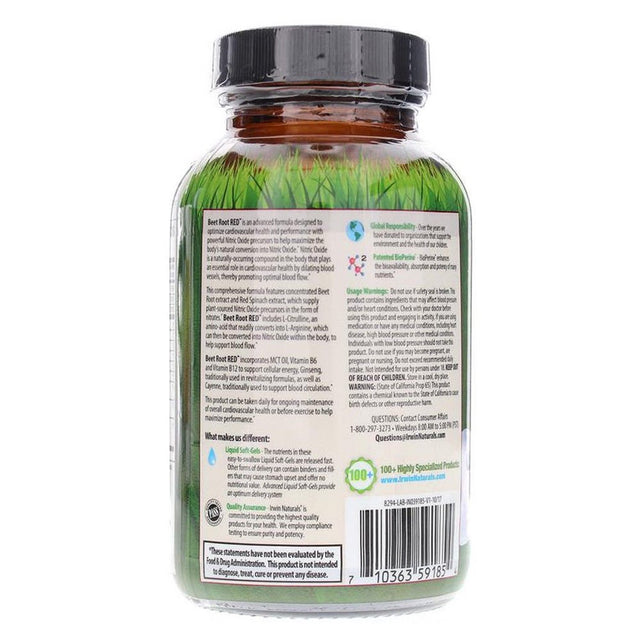 Irwin Naturals Beet Root RED with Nitric Oxide Booster - 60 Ct + LT Pill Case