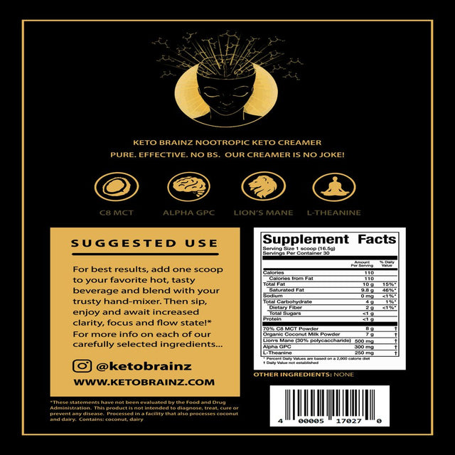 Keto Brainz Nootropic Creamer - 30 Servings