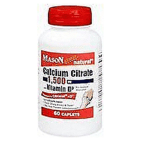 Mason Mason Calcium Citrate Caplets with Vitamin D, 60 Tablets Pack of 2