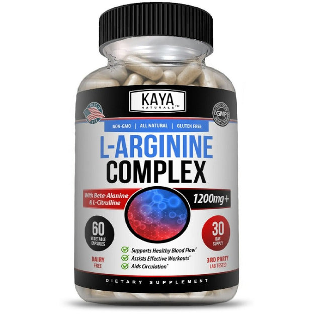 Kaya Naturals Nitric Oxide No3 Testosterone Booster Libido ED Support L-Arginine Vasodilator