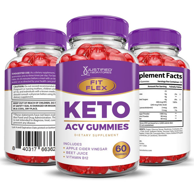 Fit Flex Keto ACV Gummies 1000MG Dietary Supplement 60 Gummys