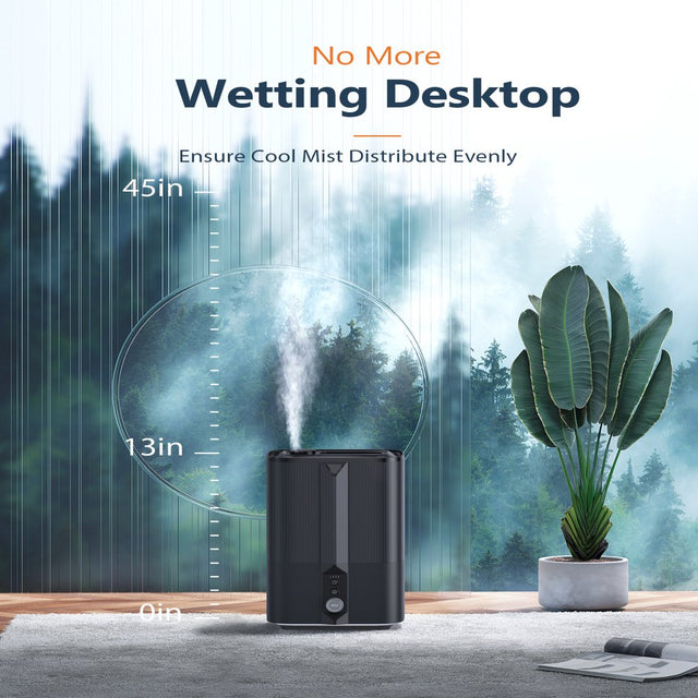 Kyvol Humidifier, 4.5L Cool Mist Large 360° Ultrasonic Humidifiers for Large Room, Bedroom, Basement, Auto Off, for Plants, Quiet for Babies, Kids (Grey)