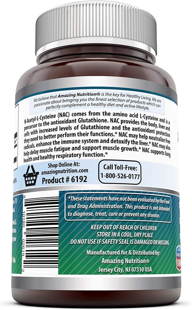 Amazing Formulas NAC (N-Acetyl Cysteine) - 600Mg Capsules- Antioxidant Support- Promotes Heart, Kidney, Liver & Respiratory Function * (250 Count (2 Pack))