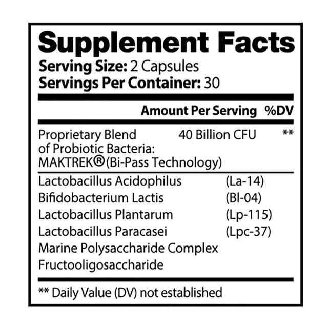 Ileaf Naturals Probiotic 40 Billion CFU with Maktrek® Bypass - 60 Veggie Capsules