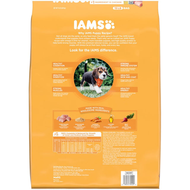 IAMS Proactive Health Chicken and Whole Grain Recipe Dry Dog Food for Puppies, 15 Lb Bag
