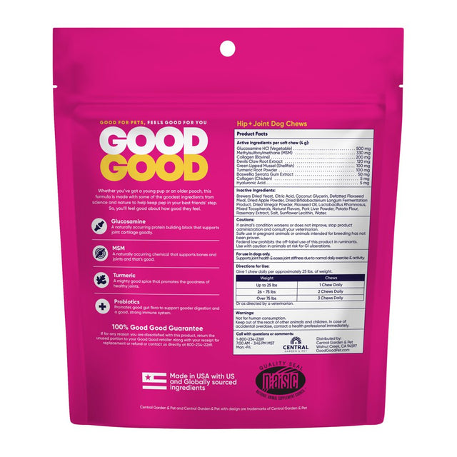 Goodgood Dog Supplement to Support Healthy Dogs, Hip + Joint, 90 Natural Flavor Chews