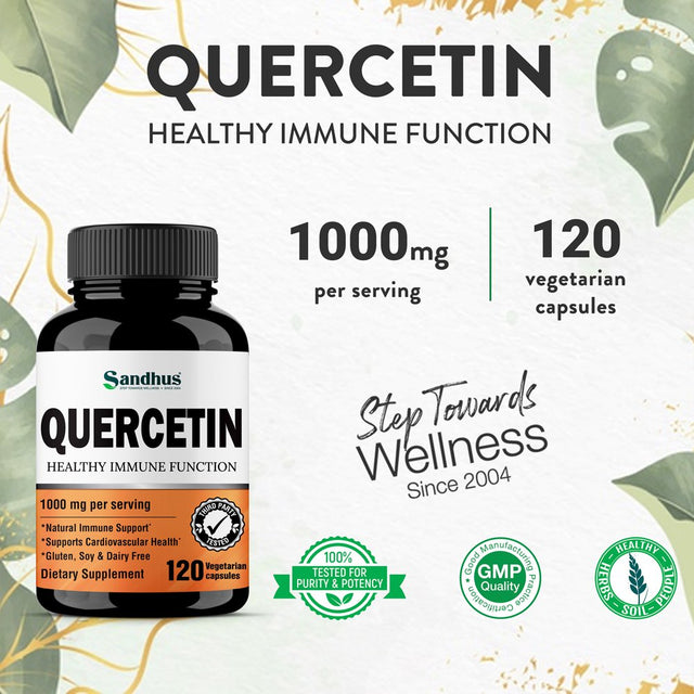 Sandhu'S Quercetin, Dietary Supplement for Respiratory Health, 1000Mg per Serving, 120 Veg Capsules