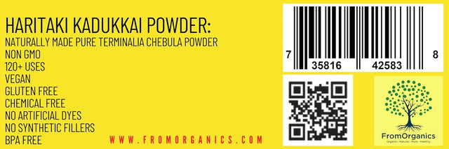 Fromorganics Organic Haritaki Kadukkai Drink Powder - for Detoxification & Rejuvenation (1 Oz)