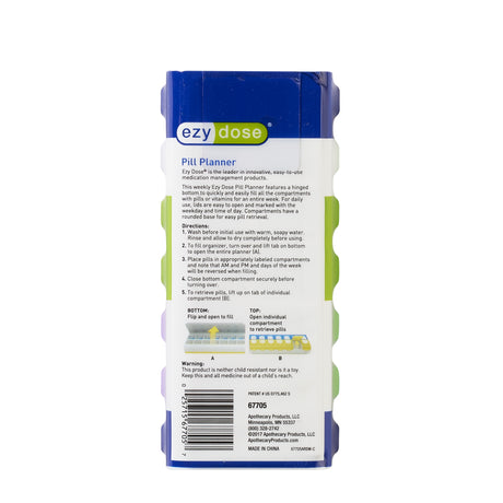 Ezy Dose Weekly (7-Day) AM/PM Pill Organizer, Large Compartments, 2 Times a Day, Colors May Vary