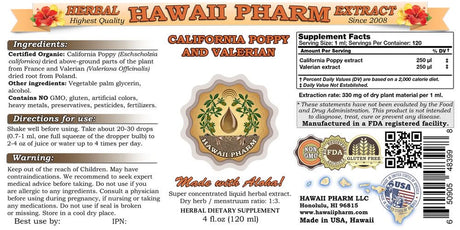 California Poppy and Valerian Tincture, Organic California Poppy (Eschscholzia Californica) Dried Aerial Parts and Valerian (Valeriana Officinalis) Dried Root Liquid Extract, Herbal Supplement 2 Oz