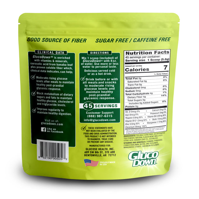 Glucodown, Maintains Healthy Blood Sugar, Delicious Lemon Tea, 45-Servings.