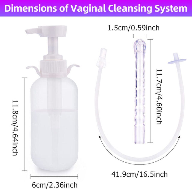 Jahy2Tech Reusable Vaginal Lavage Device Portable Silicone Enemator Transparent, 300Ml Capacity No Latex, Non-Toxic